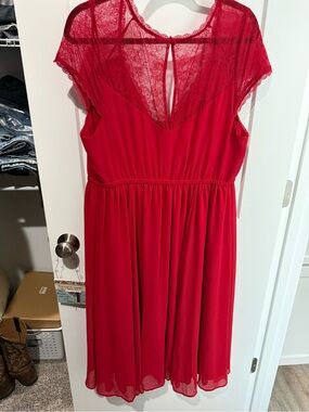 Torrid Red Lace Yoke Midi Dress NWT